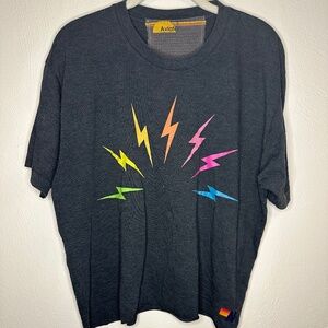 Aviator Nation Multi Color Bolt Boyfriend Tee Size Large